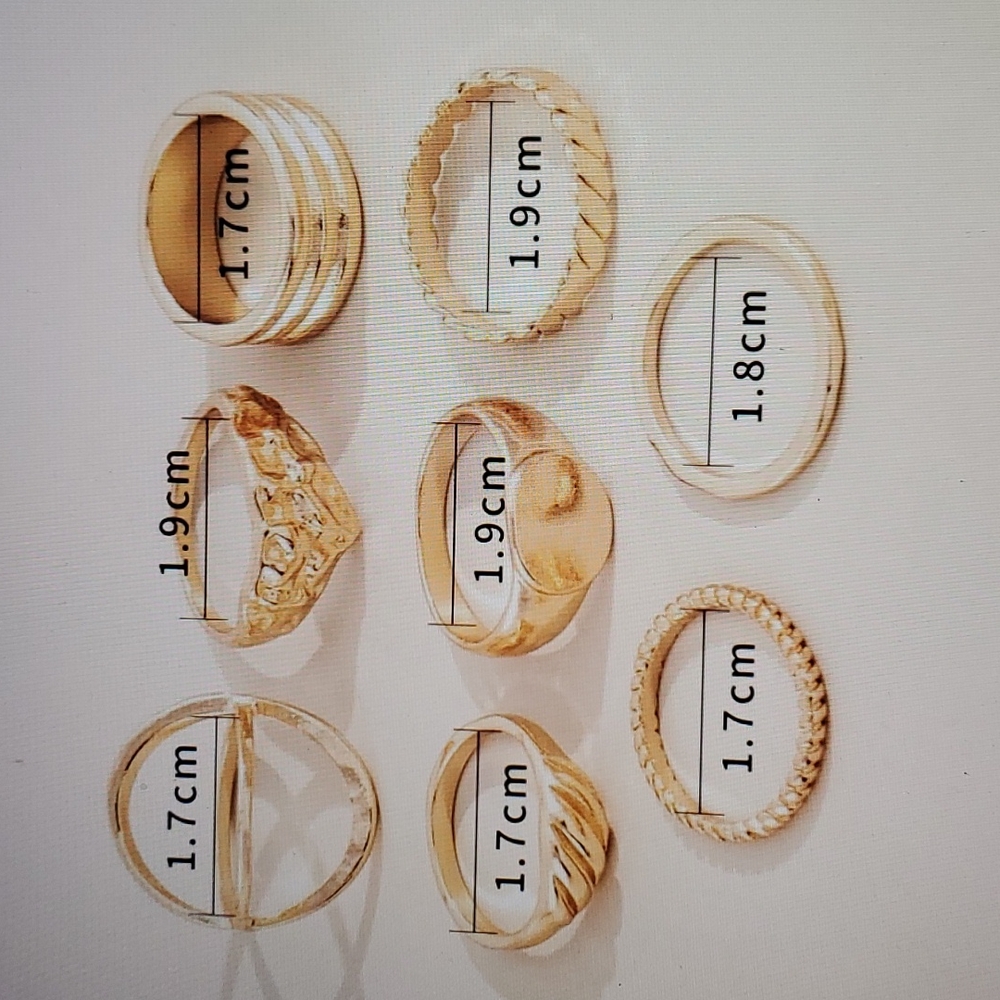 8pcs Variety Fashion Gold Tone Ring for Women's Girl - Picture 2 of 4